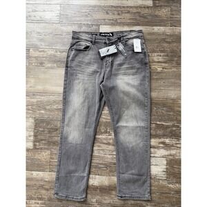 NWT Stone Falcon Jeans Mens Size 36x27 Straight Black Gray Denim Stretch Travel